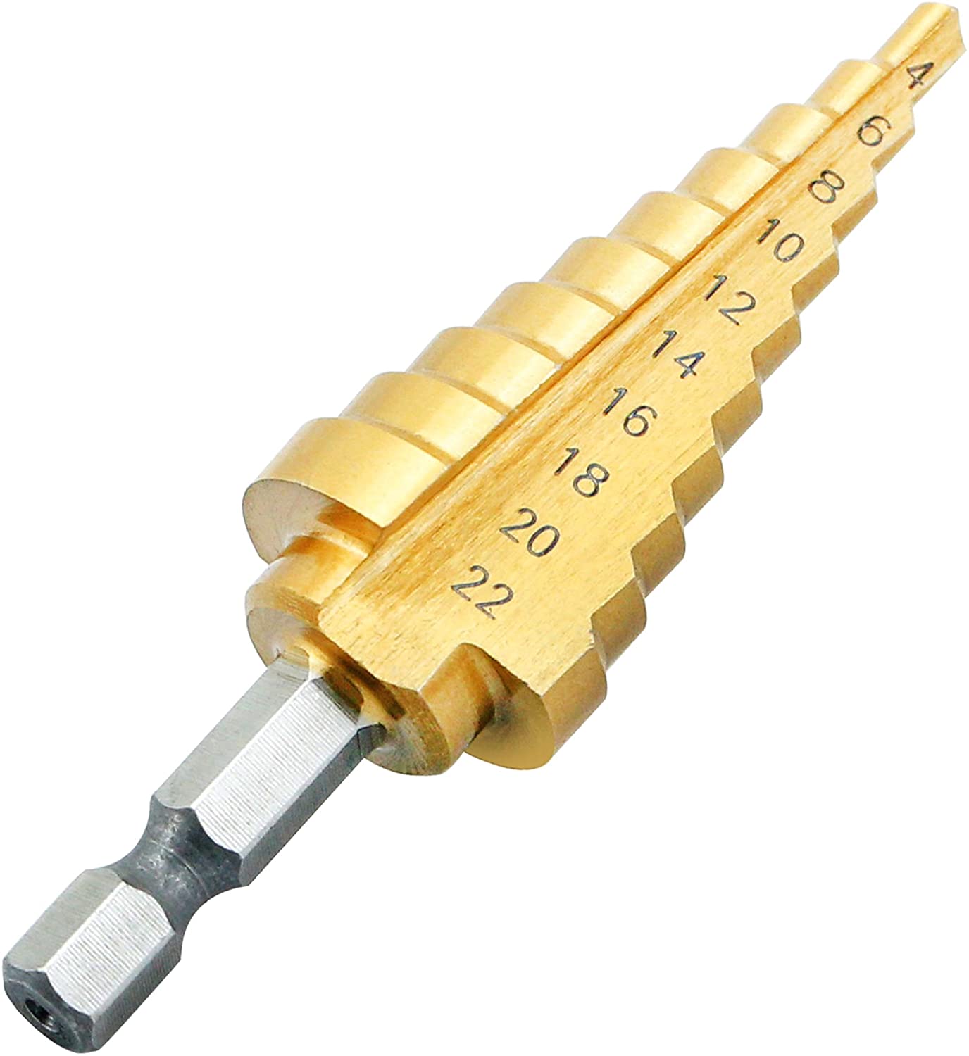 SYCEES HSS Professional Step Drill 4 - 22 mm Cone Drill Bit Cone Drill Bit Cutter (1 Piece)