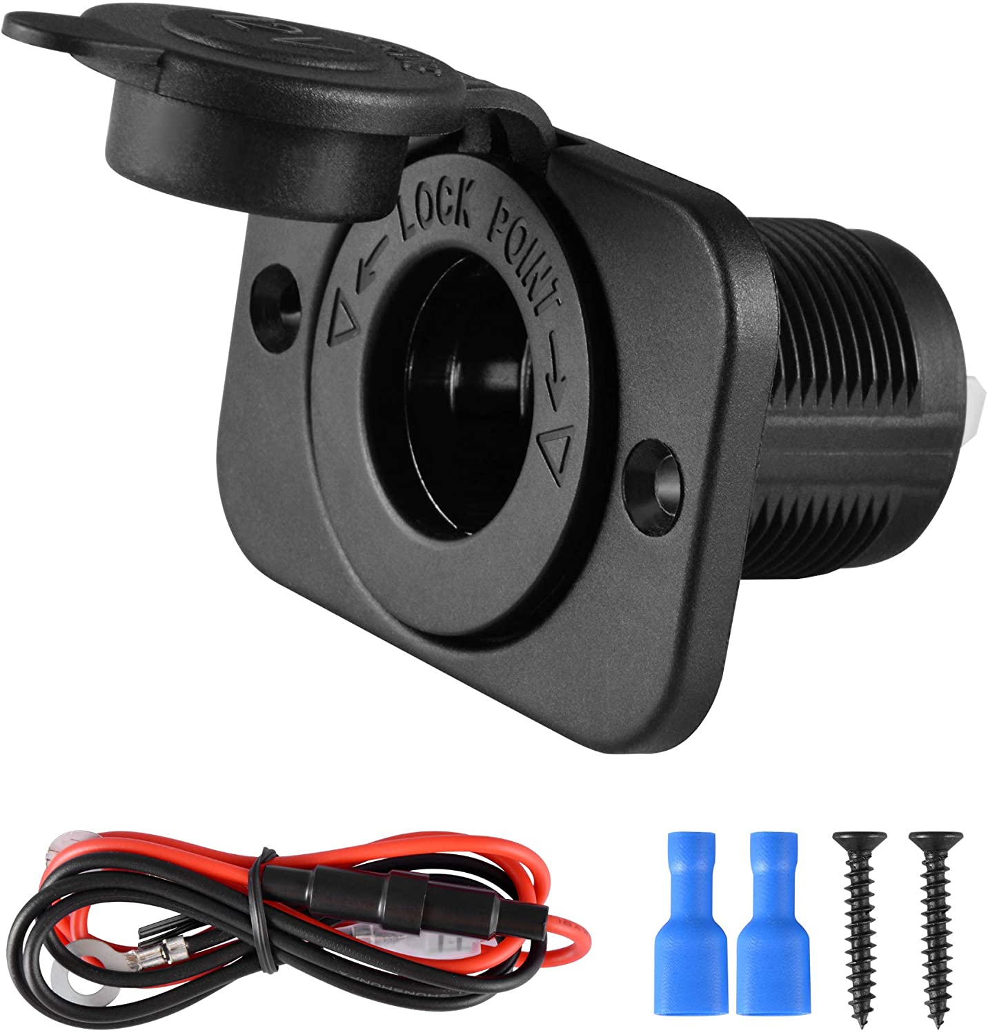 SYCEES 12 - 24 V Cigarette Lighter Socket, DC Lighter Socket for Cars, Motorcycles, Boats, Motorhomes, Lorries, SUVs, ATVs & More, 1 Items